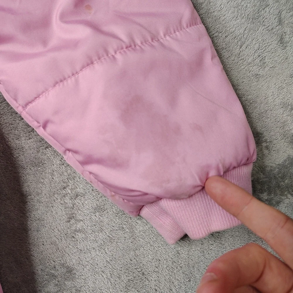Harley-Davidson Puffer Jacket Kids Size M Pink Rhinestone Logo Full Zip Quilted